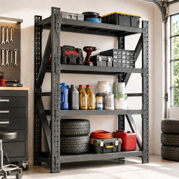 69"H Heavy-Duty Metal Garage Shelf Rack, Adjustable Industrial Steel Storage Shelves 4000LBS Capacity, Rolling Metal Storage Rack for Garage, Workshop & Warehouse - Image 3
