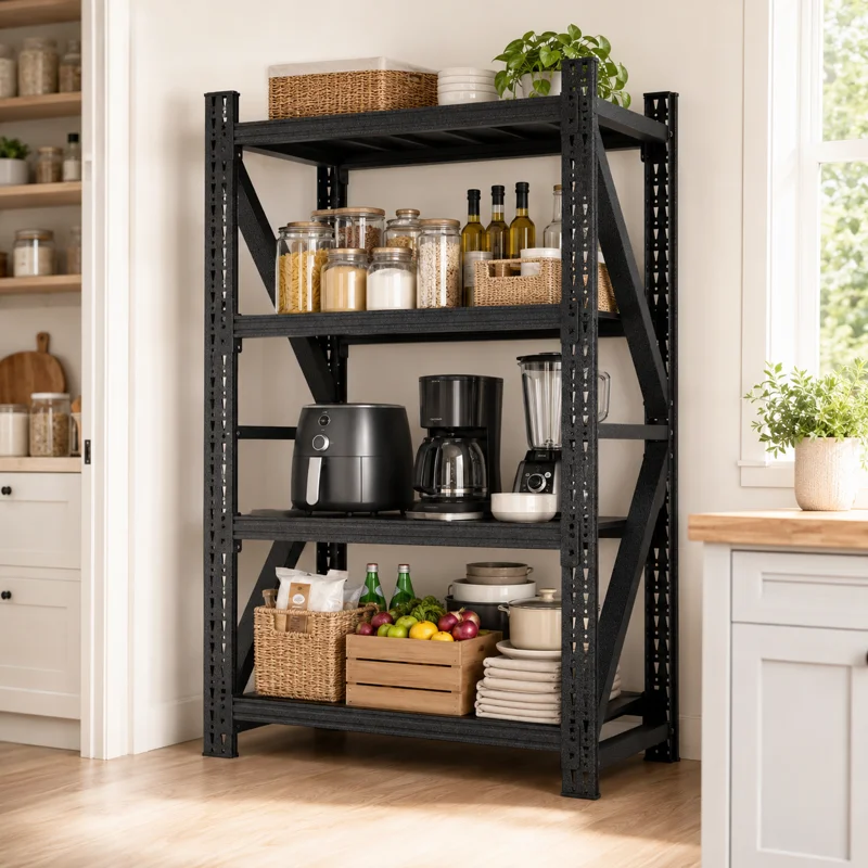 69"H Heavy-Duty Metal Garage Shelf Rack, Adjustable Industrial Steel Storage Shelves 4000LBS Capacity, Rolling Metal Storage Rack for Garage, Workshop & Warehouse