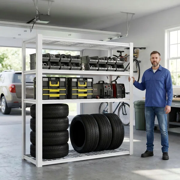 Heavy-Duty 5-Tier Wire Shelving Unit - 3000 LBS Total Capacity With Adjustable Heights & Reinforced Construction For Garage, Warehouse & Industrial Storage - Image 3