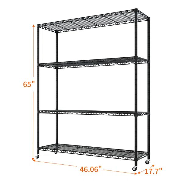 Heavy Duty Storage Adjustable Metal Shelves Wire Shelving Unit With Wheels 1200LBS NSF - Image 3