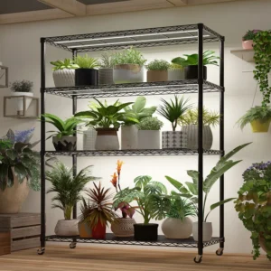 Heavy Duty Storage Adjustable Metal Shelves Wire Shelving Unit With Wheels 1200LBS NSF