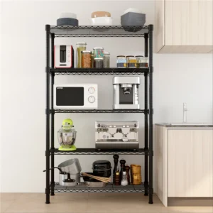 Augustine 6-Shelf Adjustable Storage Shelving Unit Steel Organizer Wire Rack with Hooks, Leveling Feet
